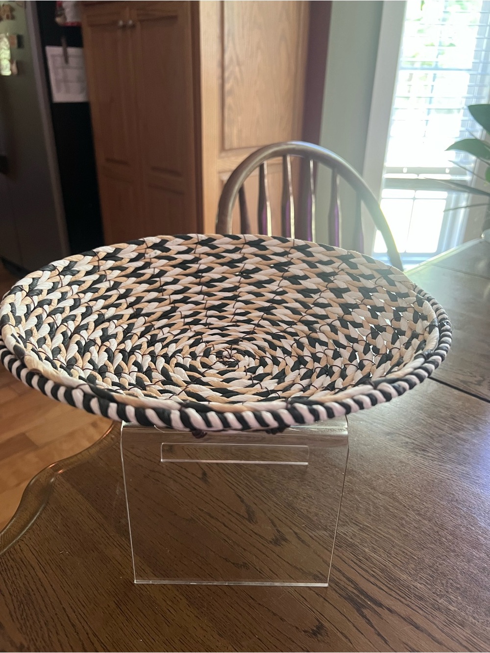Woven Decorative Basket Bowl - Black & Natural
